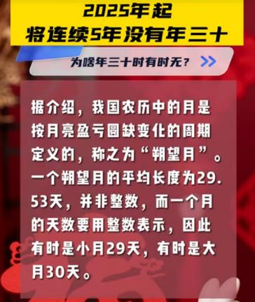 2025年起將連續5年沒有年三十 為啥時有時無