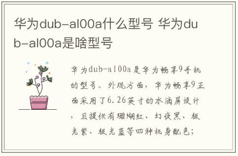 華為dub-al00a什么型號 華為dub-al00a是啥型號