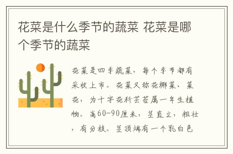 花菜是什么季節的蔬菜 花菜是哪個季節的蔬菜