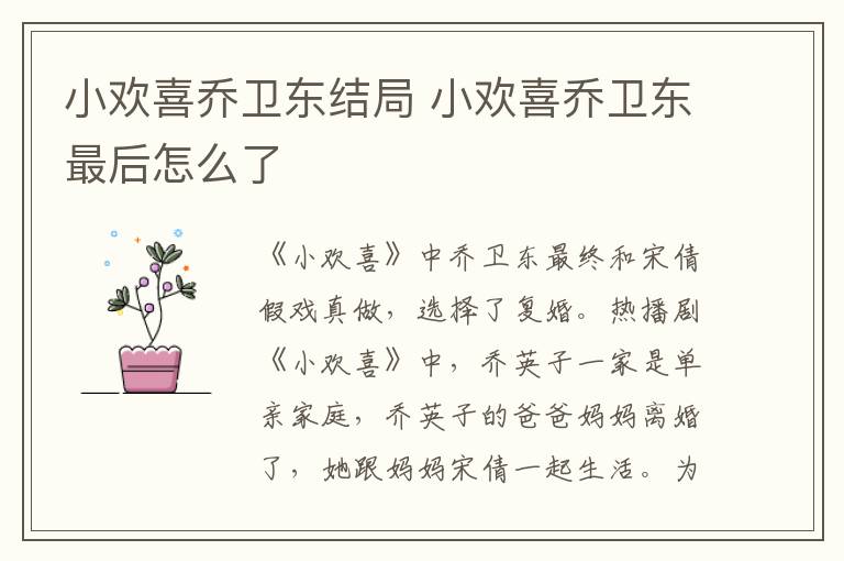 小歡喜喬衛(wèi)東結(jié)局 小歡喜喬衛(wèi)東最后怎么了