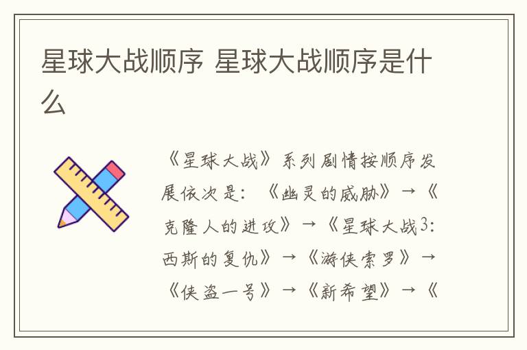 星球大戰順序 星球大戰順序是什么