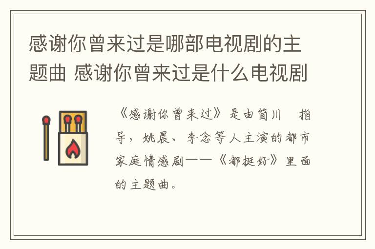 感謝你曾來過是哪部電視劇的主題曲 感謝你曾來過是什么電視劇的主題曲