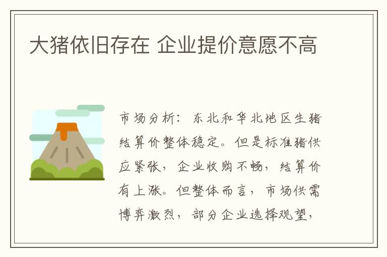 大豬依舊存在 企業提價意愿不高