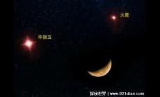 月亮詭異的笑，紅色笑臉是天文現象(雙星伴月奇觀)